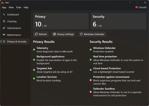 Privacy & security module that runs a quick check on the privacy and security state of the system